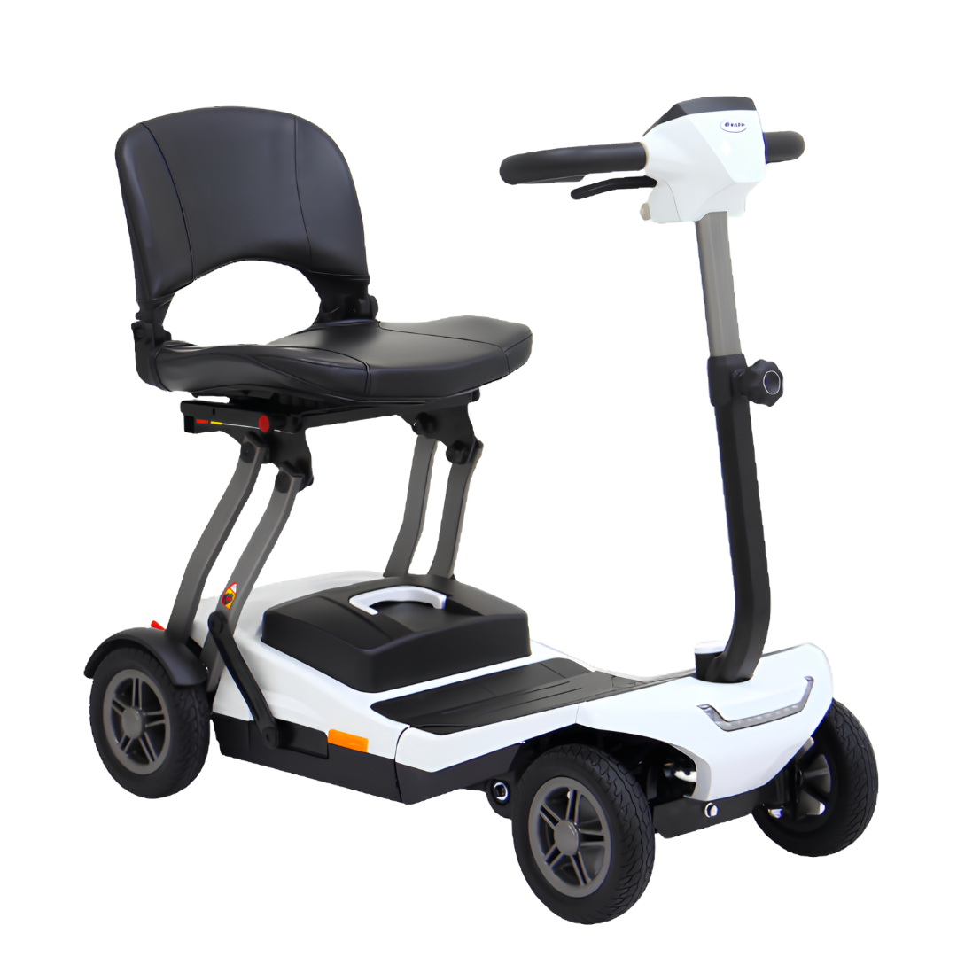 Compact Aspire Mini manual-folding mobility scooter with LED lights, lithium battery, and portable design for safe, everyday independence.