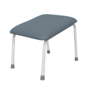 Aspire Padded Footrest in Slate and Champagne, designed for ergonomic leg support and comfort in aged care, rehabilitation, and home environments.