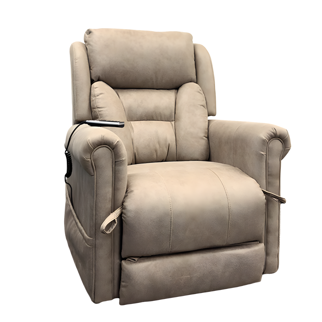 Aspire Raphael X5 Lift Recline Chair shown in a modern setting, featuring supportive cushioning and lift‑assist functionality for users needing safe, comfortable seating support.