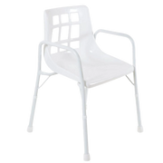 Aspire shower chair available in treated steel and aluminium, sturdy and safe bathroom aid designed for comfortable and supportive showering.