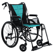 Aspire VIDA X Folding Wheelchair with adjustable armrests, swing-away leg rests, and large self-propelling rear wheels in a charcoal aluminium frame.