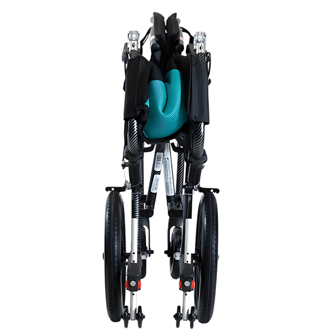 Aspire Vida Folding Wheelchair Attendant or Self-Propelled 135kg Capacity Lightweight (9.8kg) Multiple Colors Folded