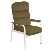 Aspire Waterfall Day Chair in Ink Vinyl, Mocha Fabric, Oatmeal Fabric, and Latte Vinyl, designed for supportive seating and everyday comfort in aged care or home use.