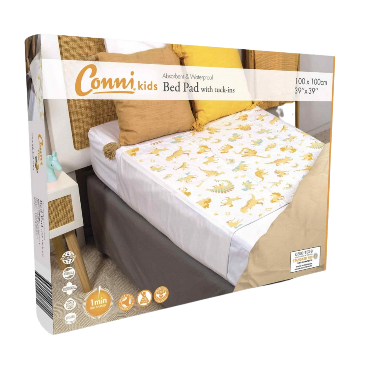 Conni Kids Bed Pad with tuck-ins Unicorn & Dinosaur