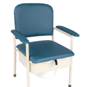 Care Quip Bedside Commode with Pan Deluxe Padded offers comfort, durability, and hygiene with padded seat, armrests, and removable pan for bedside toileting.