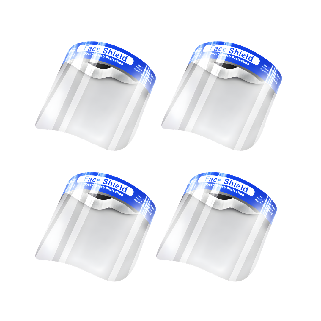 Clear face shield with headband provides full facial coverage and splash protection with lightweight comfort for healthcare workplace use
