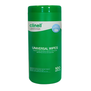 Clinell Universal Disinfectant Wipes tub of 100 for cleaning and disinfecting surfaces killing bacteria viruses and germs in healthcare settings