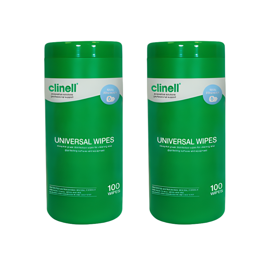 Clinell Universal Disinfectant Wipes tub of 100 for cleaning and disinfecting surfaces killing bacteria viruses and germs in healthcare settings