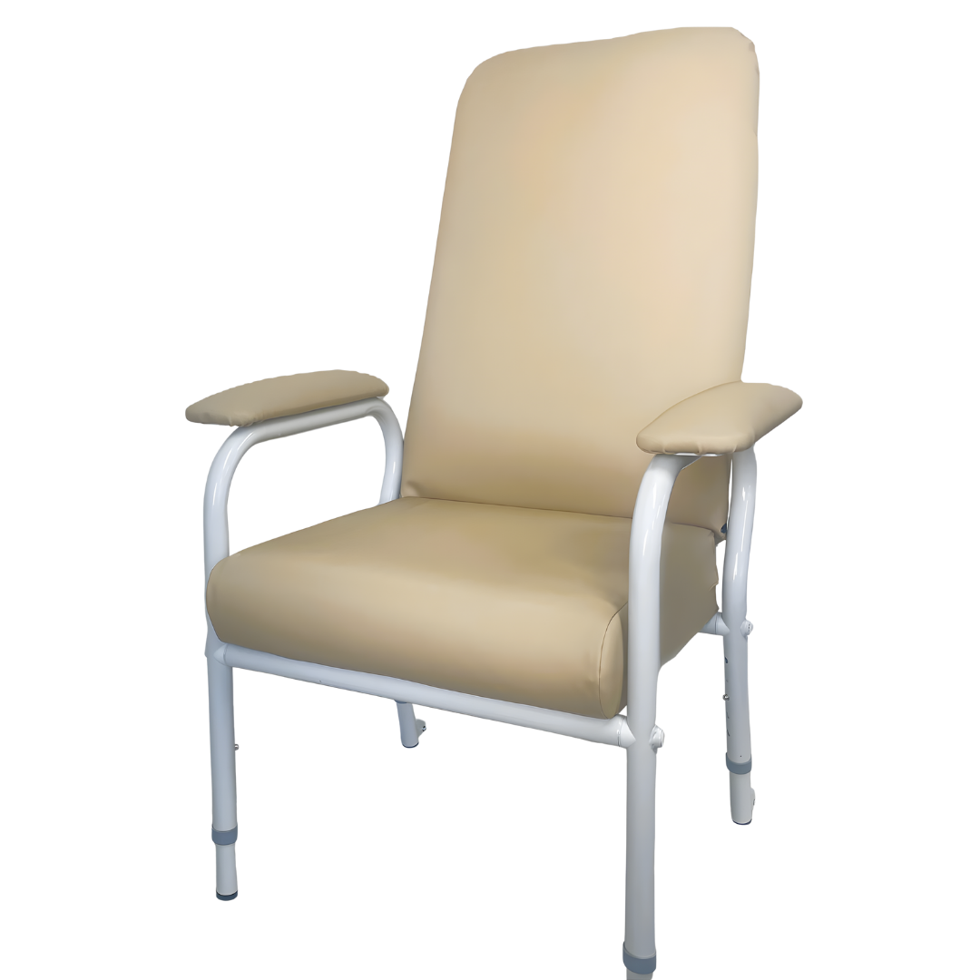 Cobalt Health High Back Day Chair in blue and beige variants providing supportive seating with high back comfort for aged care, rehab, and home use.