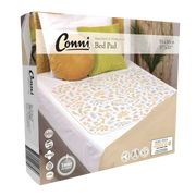 Conni Bed Pad Organic Print Standard variant, reusable washable continence aid providing bedding protection with soft absorbent fabric and stylish design.