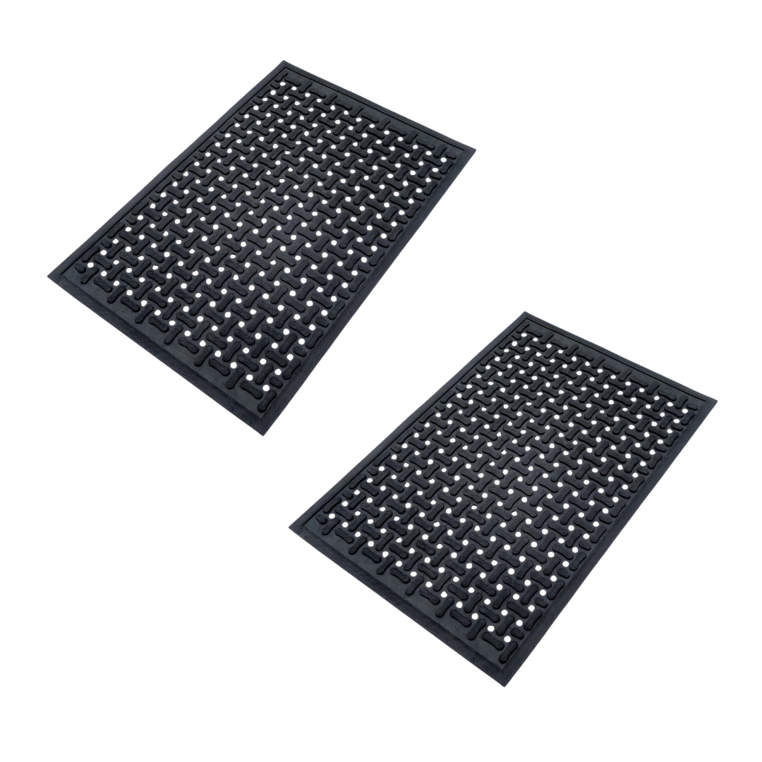 Conni Industrial Rubber Mat in black, 60cm x 90cm, designed for slip resistance, durability, and comfort in healthcare, aged care, and daily living settings