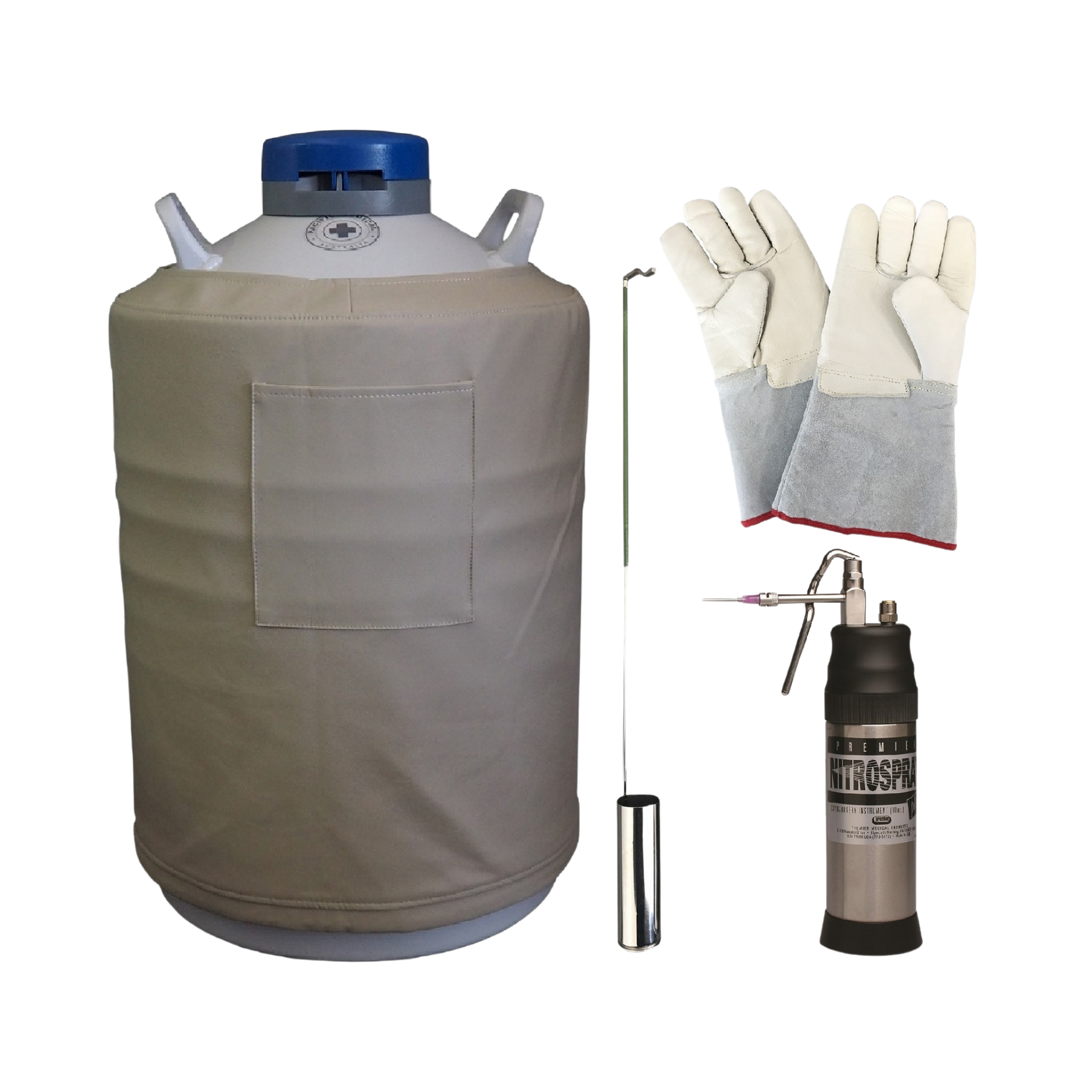 Cryotherapy Package Two Includes Nitrospray 300 Ml Dewar 20 Literand Gloves Cryosurgery