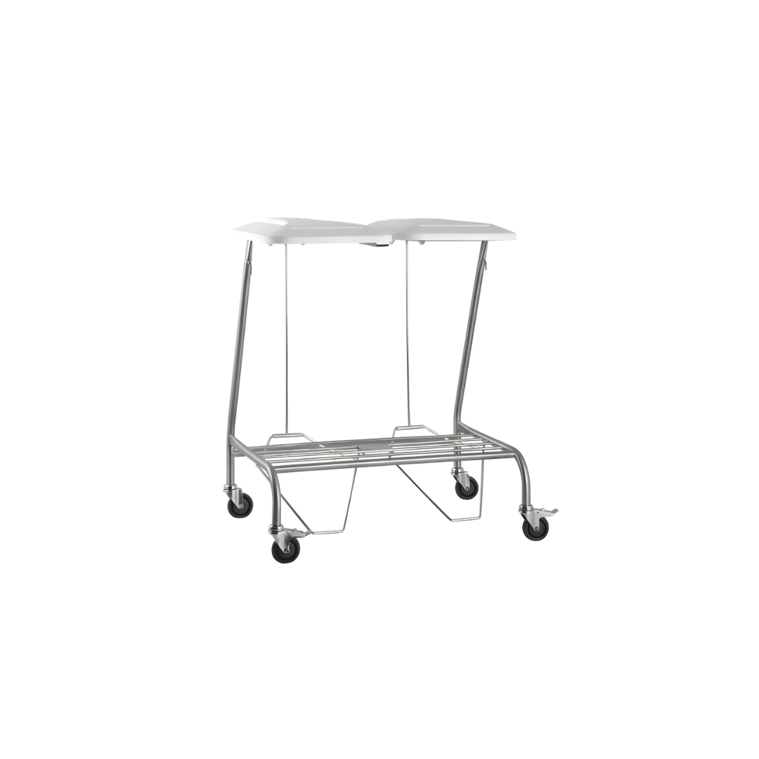 Double Linen Skip with durable frame, dual compartments and smooth mobility, ideal for hospitals, aged care and home care laundry management.