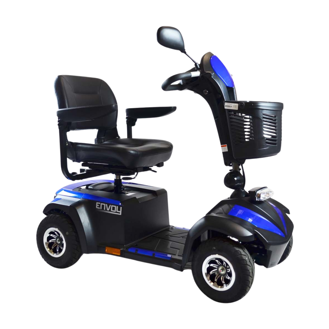 Drive Medical Envoy 4 Plus mobility scooter, robust 4‑wheel design, long‑range battery, comfortable seat, supports safe travel and independent daily mobility.