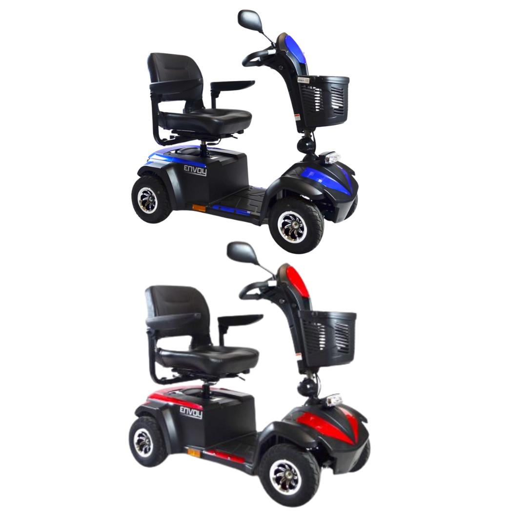 Drive Medical Envoy 4 Plus mobility scooter, robust 4‑wheel design, long‑range battery, comfortable seat, supports safe travel and independent daily mobility.