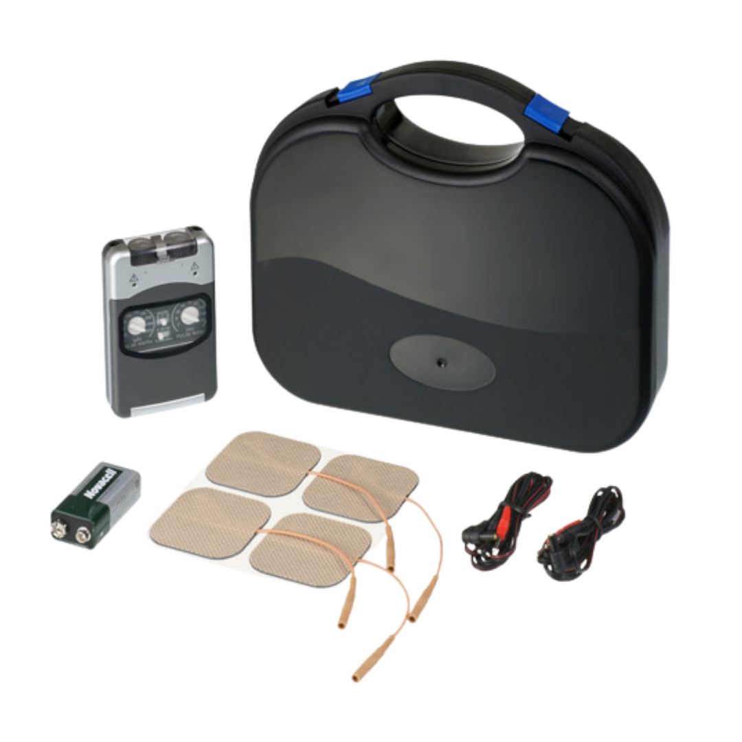 Electrotherapy – Analog TENS Machine by ILS Physio, a portable device used for transcutaneous electrical nerve stimulation.