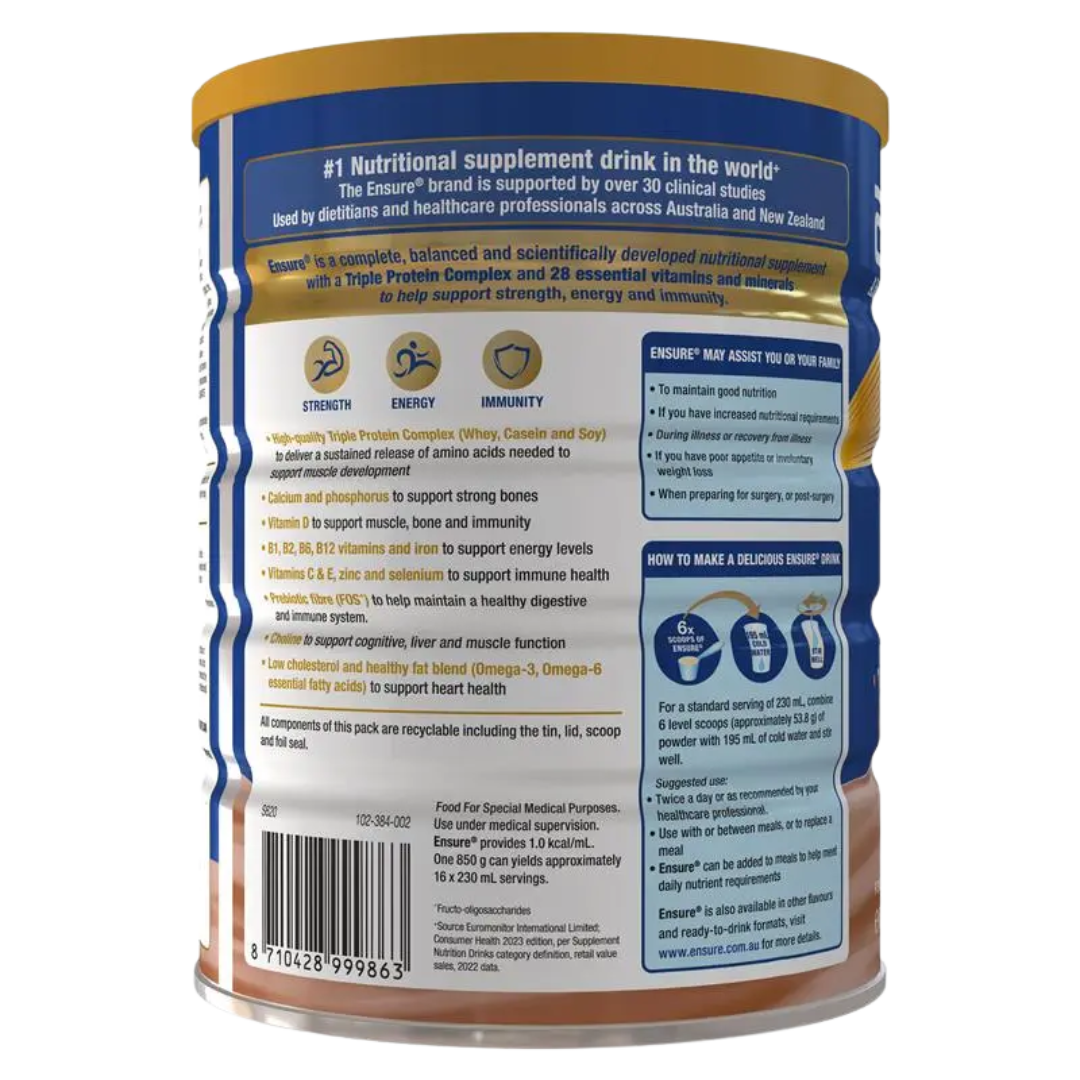 Ensure Powder 850g tin – complete adult nutrition formula for strength, immunity, and recovery