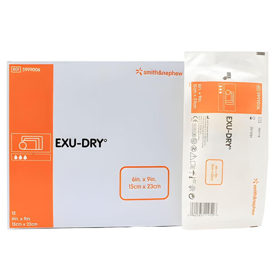 Exu-Dry Full Anti Sheer Absorbent Dressing 15x23cm provides high absorbency, reduced friction and gentle protection for moderate to heavily exuding wounds.