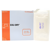 Exu-Dry Wound Dressing 3 x 4in providing gentle, high‑absorbency protection for small wounds, supporting moisture control and low‑trauma dressing changes.