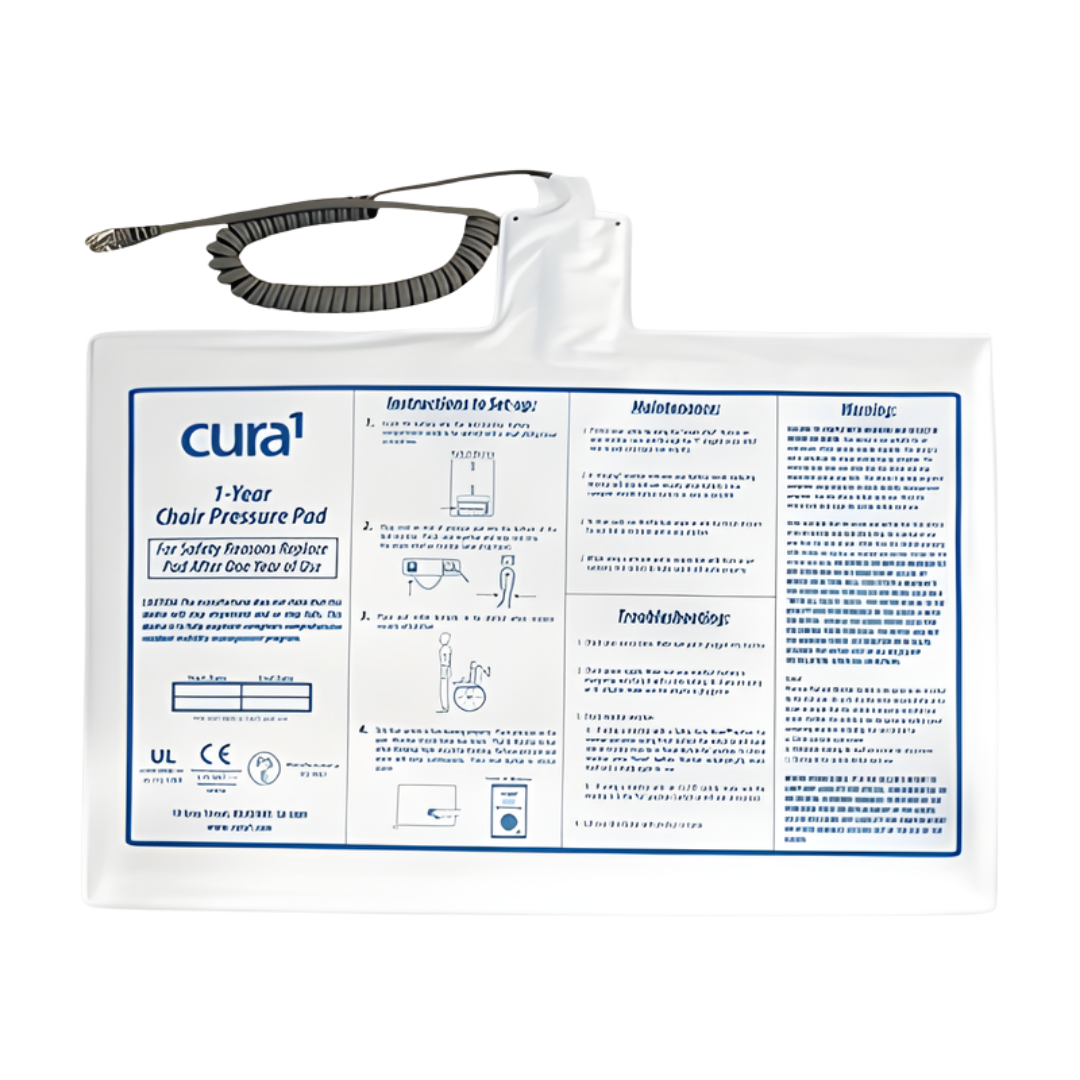Cura Replacement Transmitter – cordless fall prevention device with 50m range, LED indicator, and 1-year battery life for aged care and hospital use.