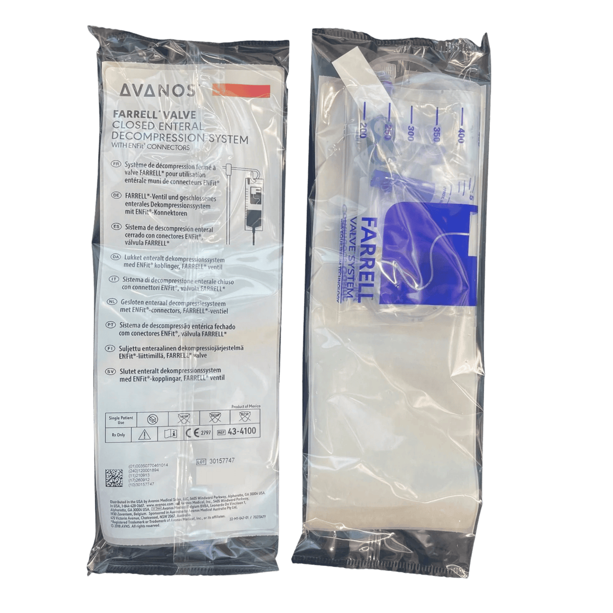 Two packaged AVANOS Farrell Valve Closed External Decompression System