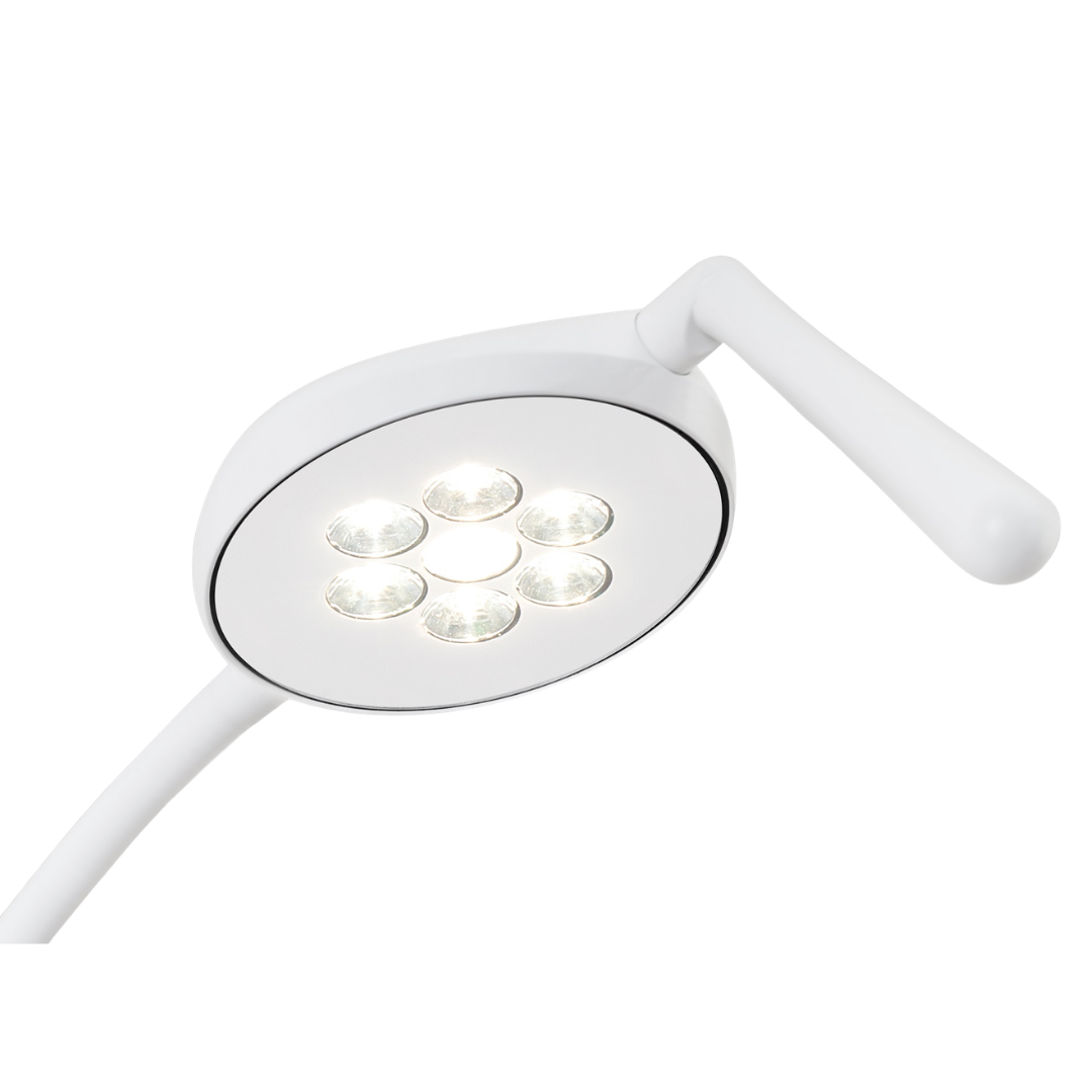 FlexLED Examination Light with wall mount, featuring a flexible arm and bright LED illumination for clinical assessments, wound care, and general examinations.