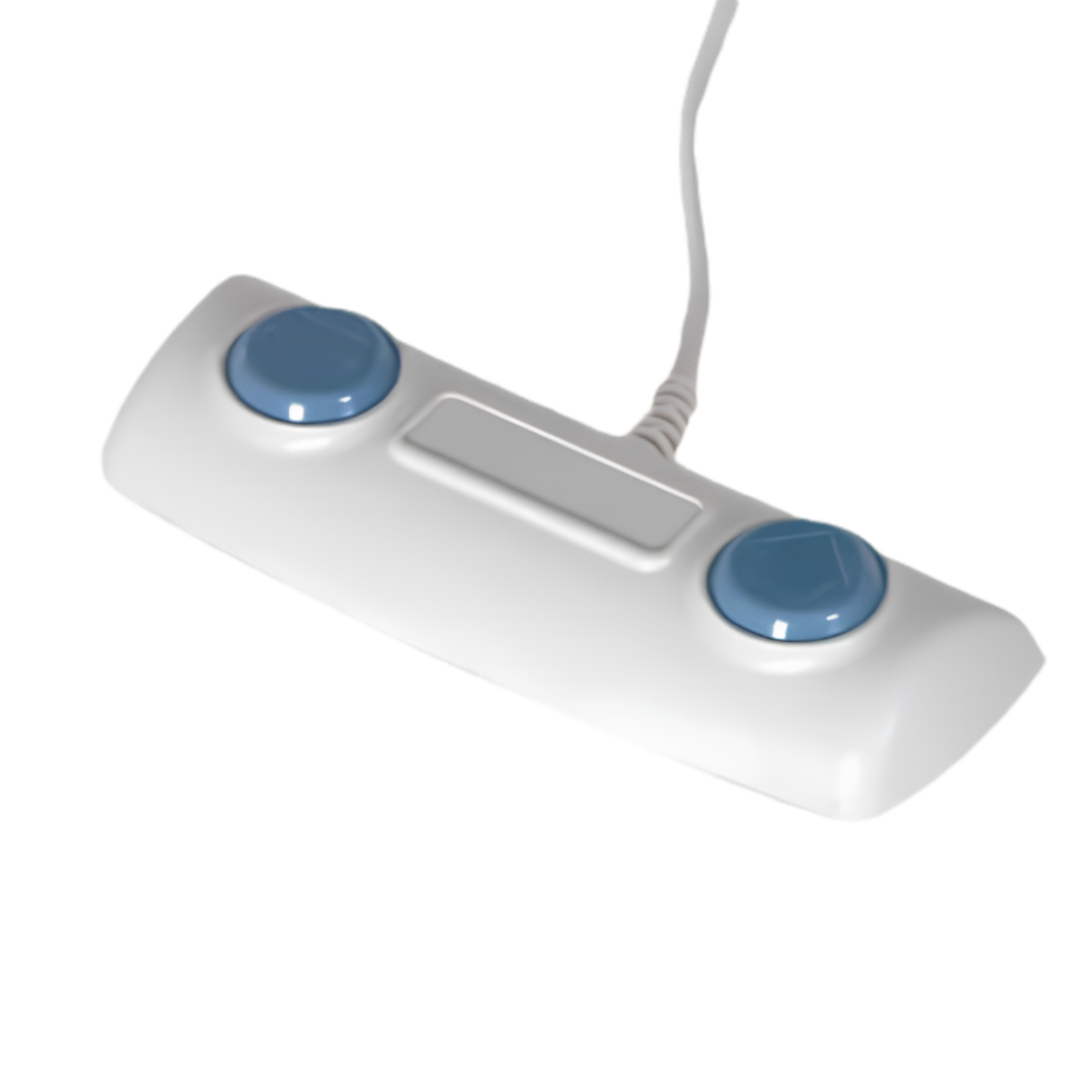 Foot Control Red Dot accessory for electric hi-lo treatment couches, enabling hands-free height adjustment for safe and hygienic patient care.