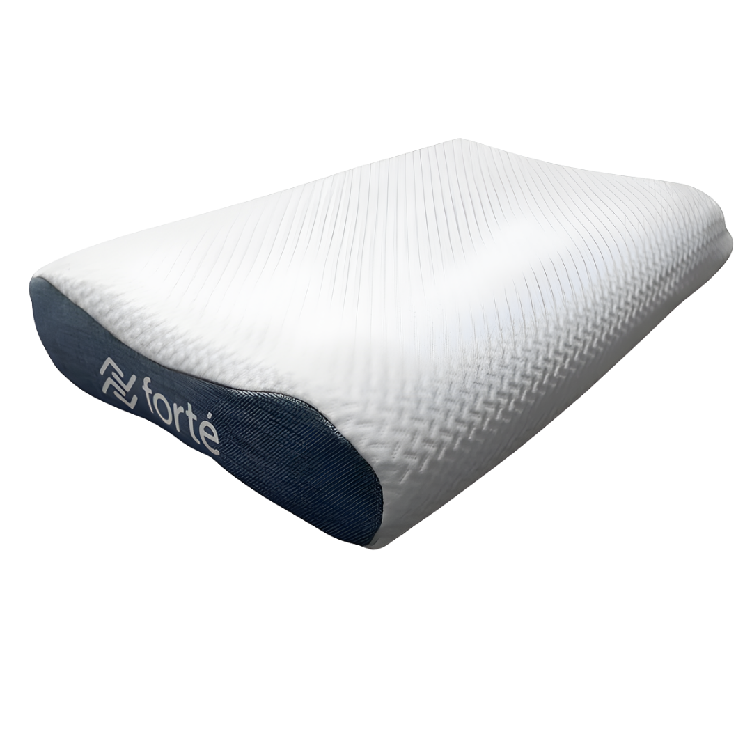 Forte Healthcare Memory Foam Profile Cut Pillow with luxury quilted cover and teal sides, designed for supportive comfort and improved sleep posture.