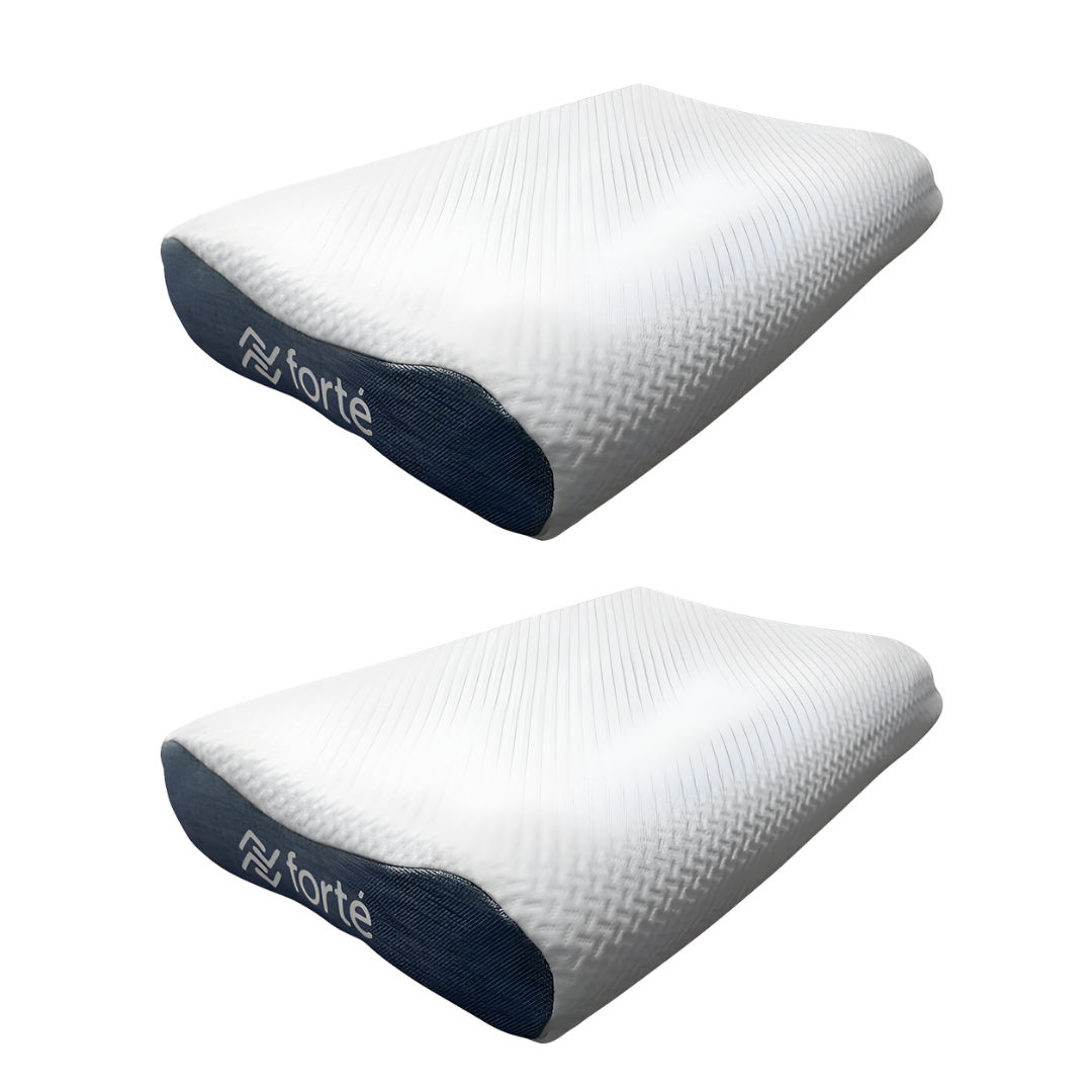 Forte Healthcare Memory Foam Profile Cut Pillow with luxury quilted cover and teal sides, designed for supportive comfort and improved sleep posture.