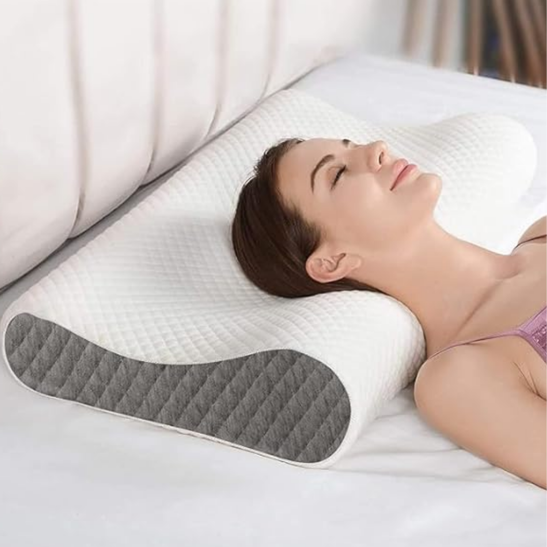 Forte Healthcare Memory Foam Profile Cut Pillow with luxury quilted cover and teal sides, designed for supportive comfort and improved sleep posture.