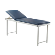Free Standing Treatment Couch in navy blue with adjustable backrest and steel frame – ideal for clinical and medical use.