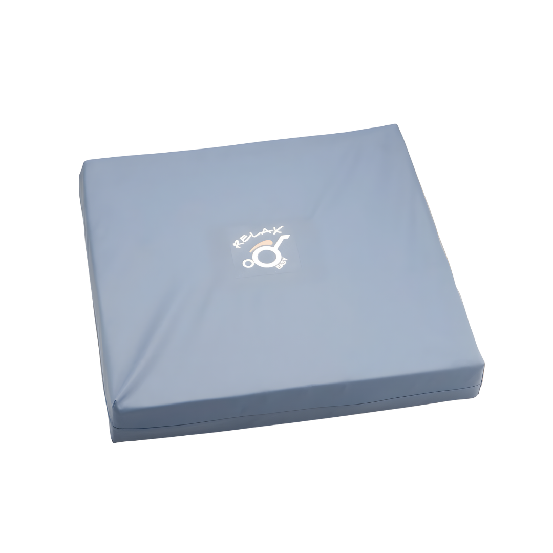 Care Quip Glide Relax Easy Cushion 18 x 18in provides supportive, washable seating comfort with pressure relief for wheelchairs, aged care, and home use.