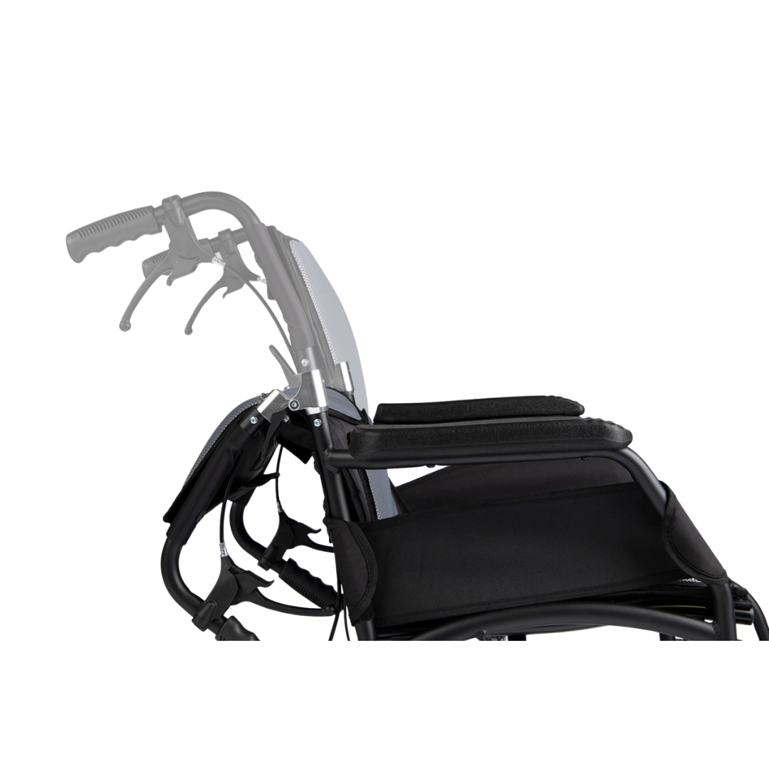 Hero Medical Comfy Lite Transit Wheelchair – lightweight foldable transit wheelchair with swing-away footrests and padded seating