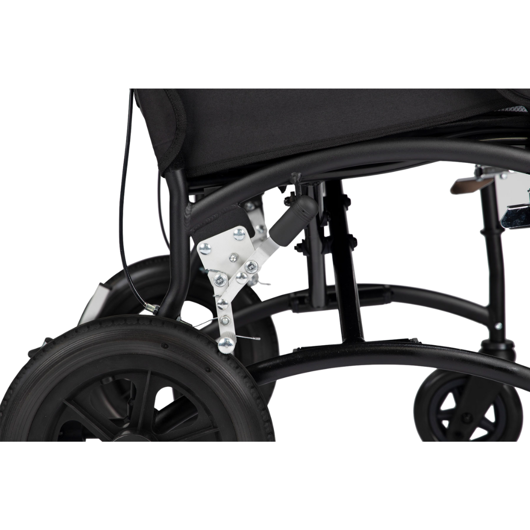 Hero Medical Comfy Lite Transit Wheelchair – lightweight foldable transit wheelchair with swing-away footrests and padded seating