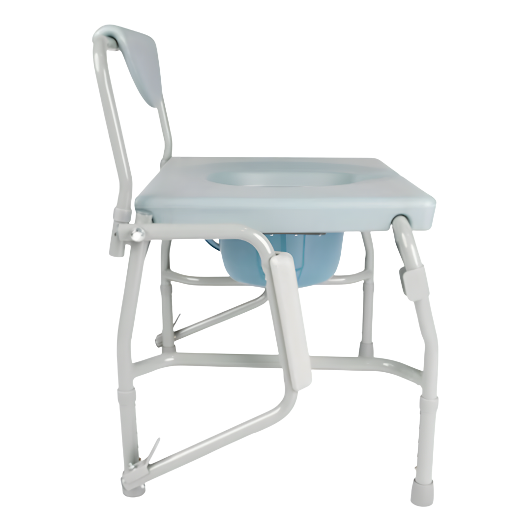 Hero Medical 3 in 1 Bariatric Drop Arm Commode Chair with bowl and lid provides strong, versatile toileting support.