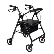 Hero Medical 4-Wheeled Mobility Walker available in black, blue, burgundy, champagne gold, and purple for safe mobility.