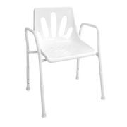 Hero Medical extra wide shower chair with rust‑free aluminium frame, broad seat for bariatric support, stable lightweight design, promotes safe independent bathing.