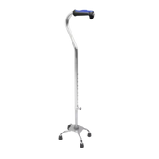 Hero Medical Quad Cane with small base, lightweight rust‑free frame, ergonomic handle, stable four‑point support, and safe aid for independent mobility.