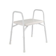 Hero Medical Shower Stool, extra wide padded seat with rust‑free aluminium frame, stable design, bariatric support, and safe comfort for independent bathing.