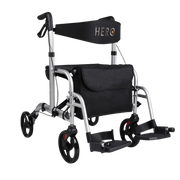 Hero Medical Fusion 2‑in‑1 design, versatile wheelchair and rollator combo, lightweight frame, easy conversion, supports safe mobility and independence.