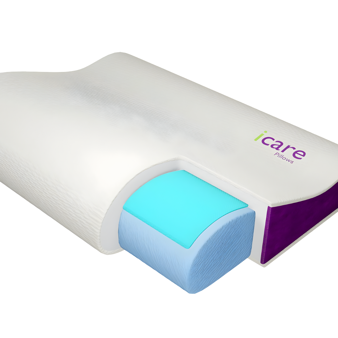 Icare Contour Pillow – Ergonomic memory foam pillow with dual height support for neck and spinal alignment