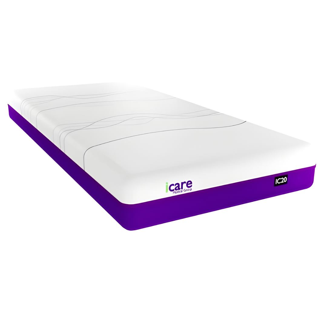 Icare ActiveX IC20 Mattress with 200mm depth, waterproof cover, and pressure care foam – ideal for aged care, disability, and clinical support.