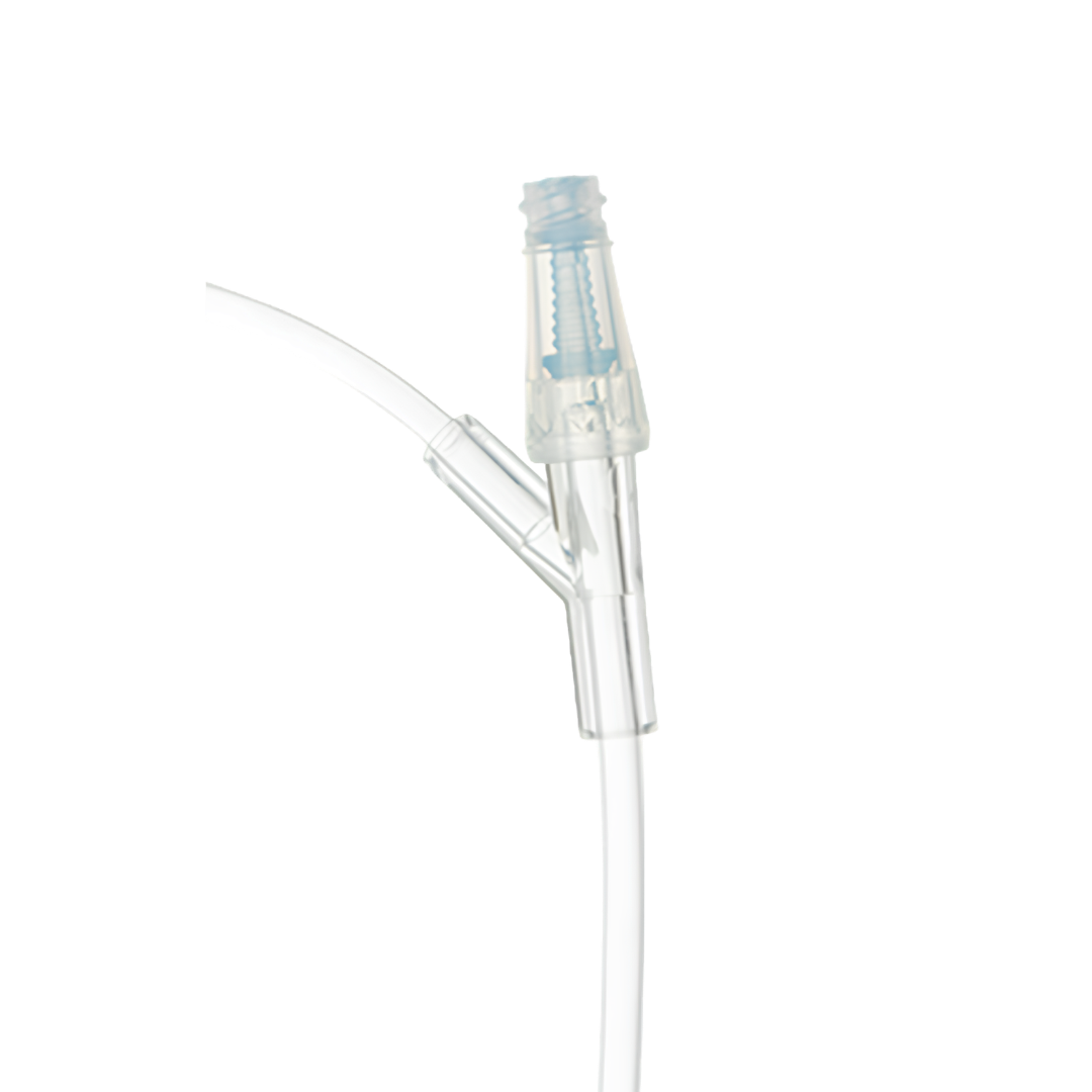 Sterile single-use infusion set with 15µ filter, vented chamber, needle-free injection site, 220cm tubing for safe and reliable IV fluid administration.