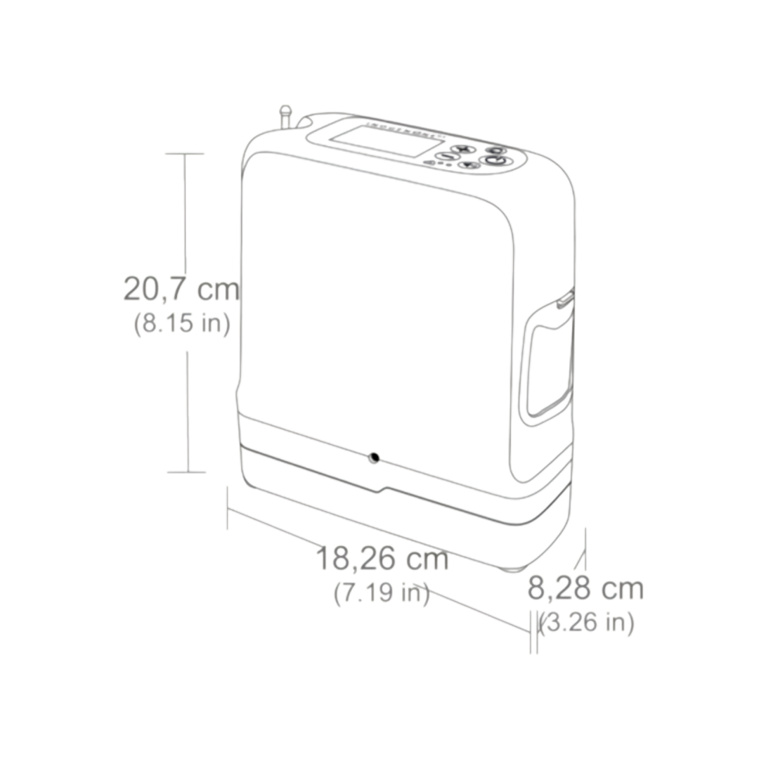Inogen Rove 6 portable oxygen concentrator with 8‑cell battery, compact design, reliable oxygen therapy, supports mobility with shorter runtime option.