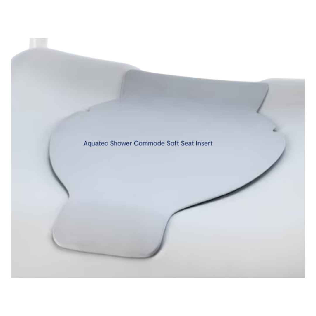 Invacare Aquatec soft seat insert, cushioned design for added comfort, pressure relief, and secure fit, compatible with Aquatec shower and commode chairs.
