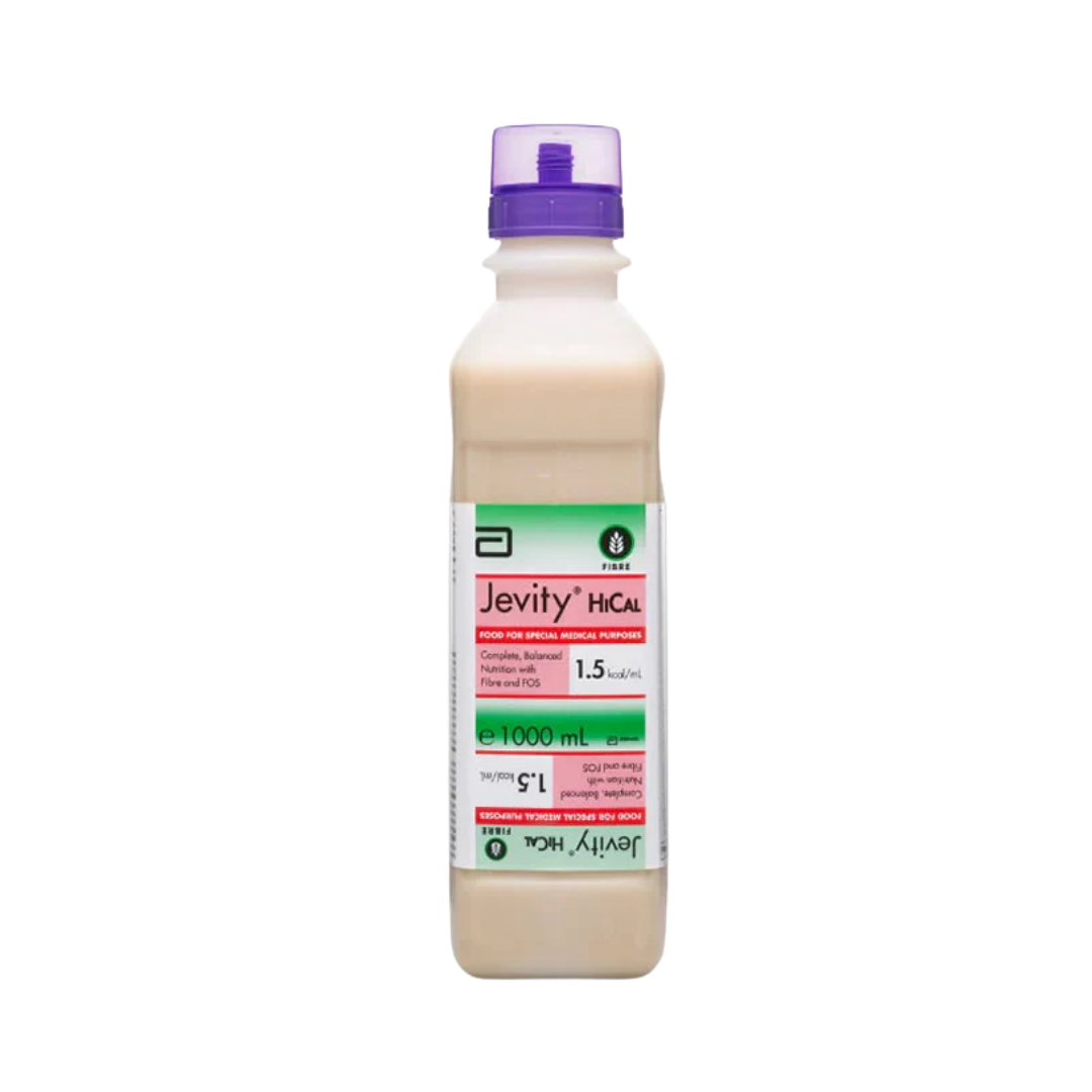 Jevity Hical Ready To Hang Unflavoured 1000mL enteral feeding formula.