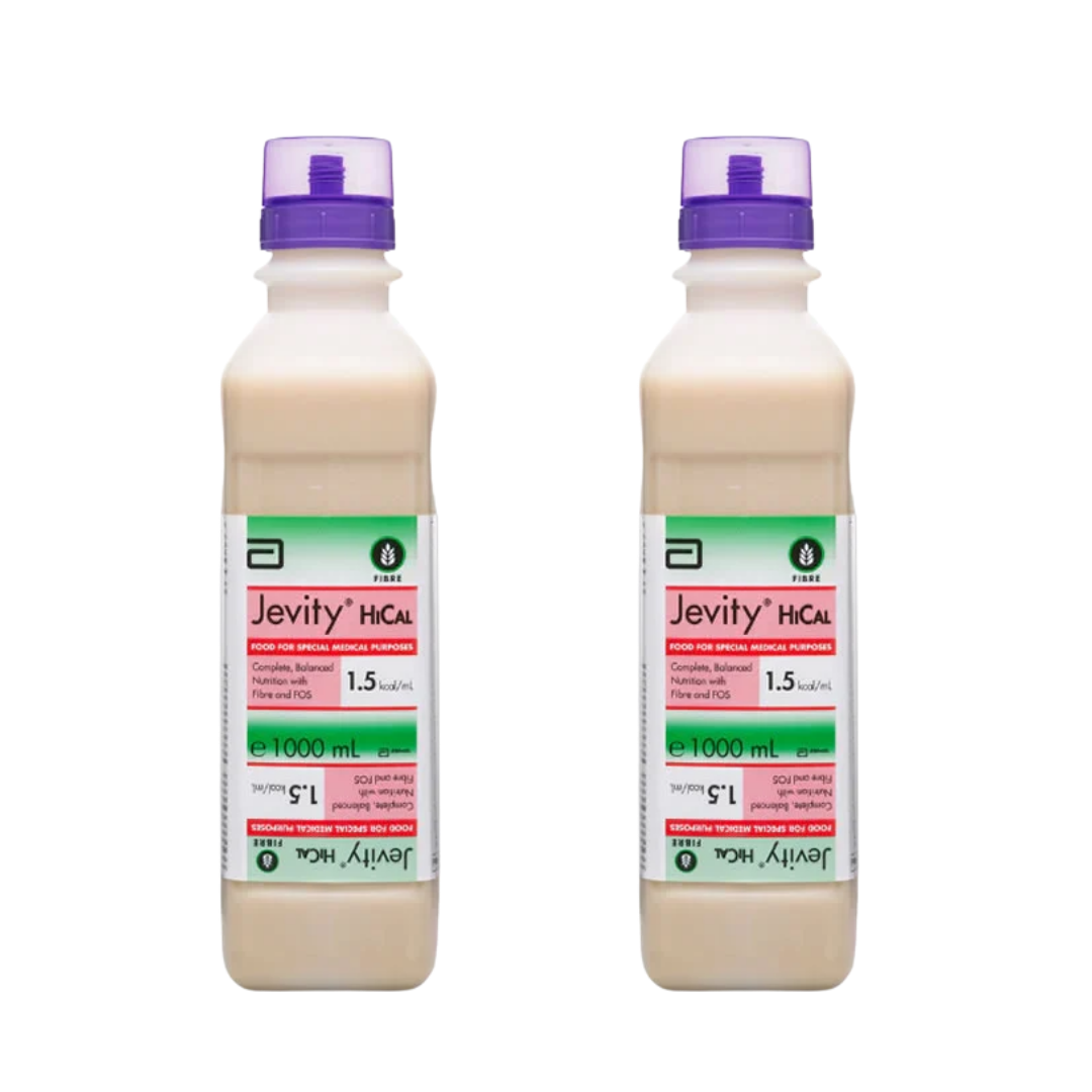 Jevity Hical Ready To Hang Unflavoured 1000mL enteral feeding formula.