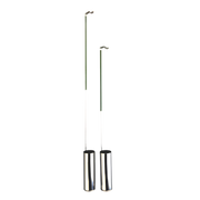 Two stainless steel cryogenic ladles for liquid nitrogen Dewars, featuring long thin handles with hooked ends and cylindrical dipping cups, designed for 20-liter and 30-liter capacities.