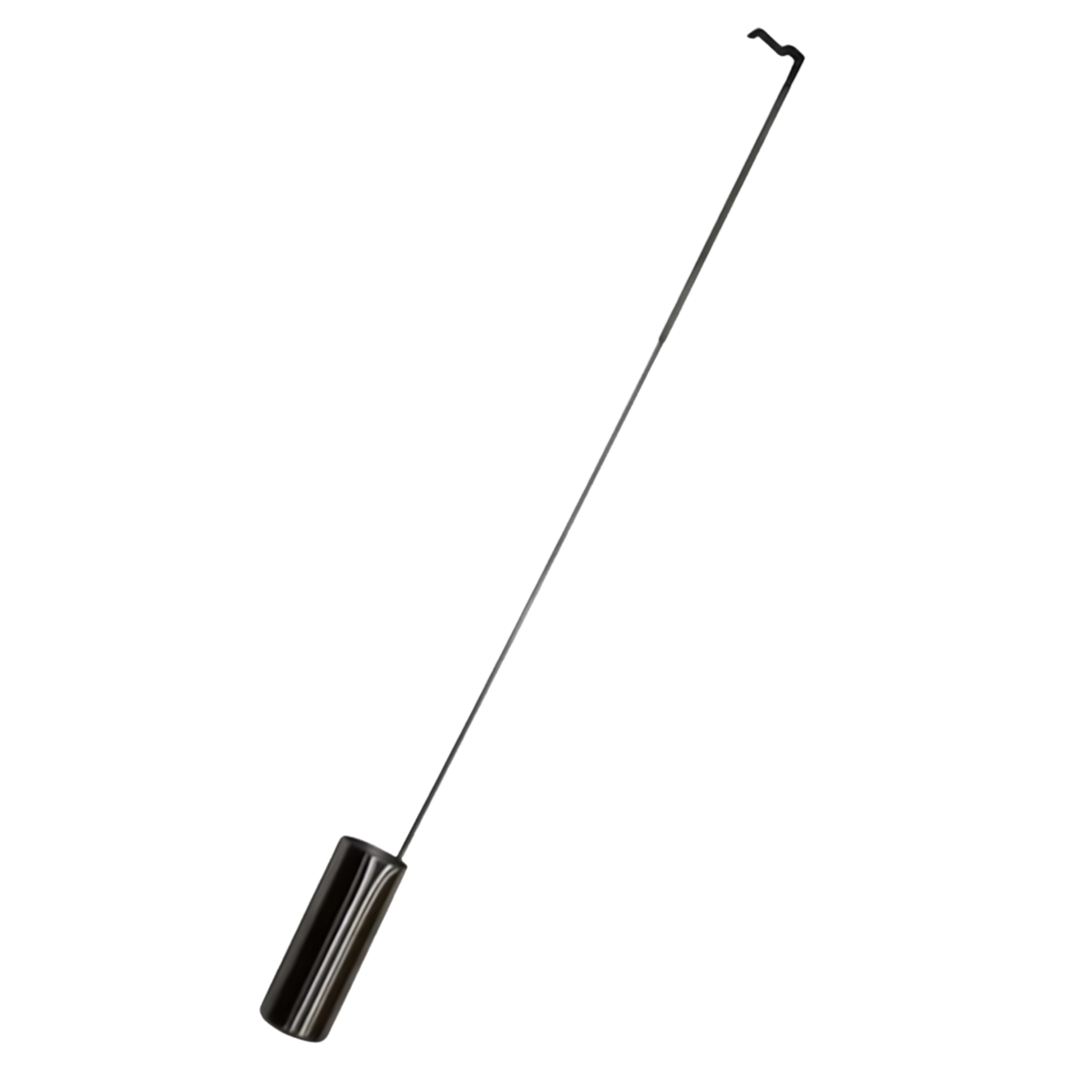 A single stainless steel cryogenic ladle for liquid nitrogen Dewars, featuring a long, slim handle with a hooked end and a polished cylindrical dipping cup.