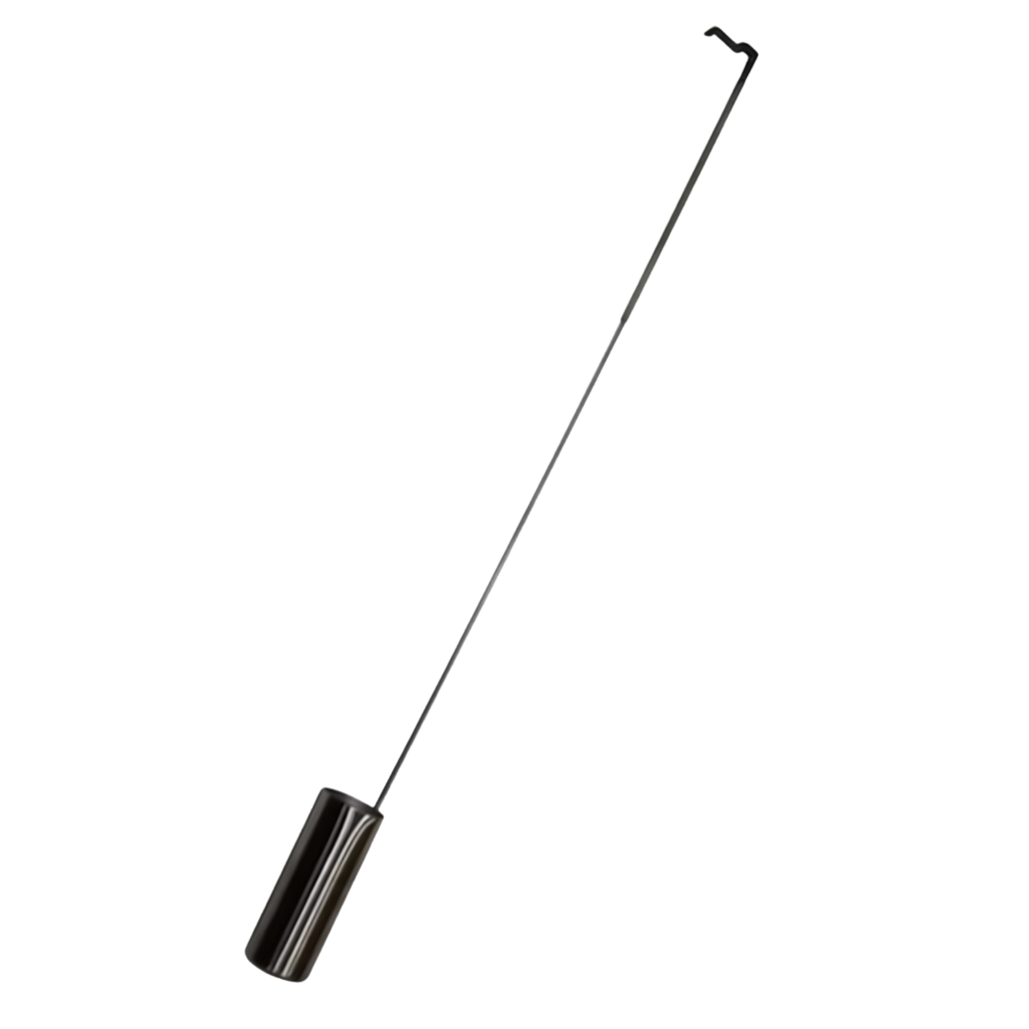A single stainless steel cryogenic ladle for liquid nitrogen Dewars, featuring a long, slim handle with a hooked end and a polished cylindrical dipping cup.